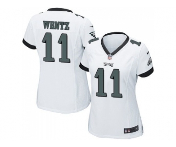 Women Nike Philadelphi Eagles #11 Carson Wentz White Stitched NFL Jersey[Wentz]