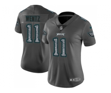 Women Nike Philadelphia Eagles #11 Carson Wentz Gray Static NFL Vapor Untouchable Limited Jersey