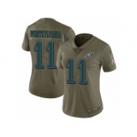 Women Nike Philadelphia Eagles #11 Carson Wentz Limited Olive 2017 Salute to Service Wentzylvania NFL Jersey