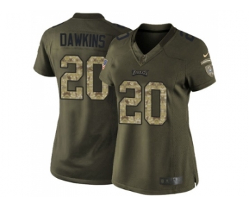 Women Nike Philadelphia Eagles #20 Brian Dawkins Green Stitched NFL Limited 2015 Salute to Service Jersey