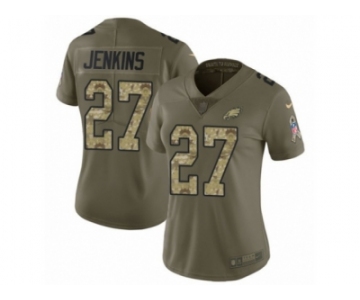 Women Nike Philadelphia Eagles #27 Malcolm Jenkins Limited Olive Camo 2017 Salute to Service NFL Jersey