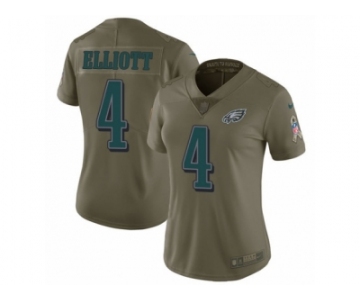 Women Nike Philadelphia Eagles #4 Jake Elliott Limited Olive 2017 Salute to Service NFL Jersey