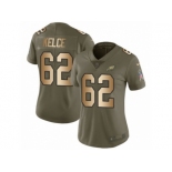 Women Nike Philadelphia Eagles #62 Jason Kelce Limited Olive Gold 2017 Salute to Service NFL Jersey