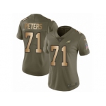 Women Nike Philadelphia Eagles #71 Jason Peters Limited Olive Gold 2017 Salute to Service NFL Jersey