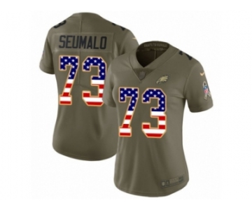 Women Nike Philadelphia Eagles #73 Isaac Seumalo Limited Olive USA Flag 2017 Salute to Service NFL Jersey