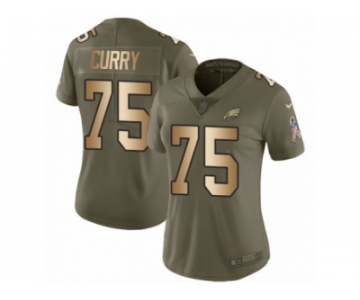 Women Nike Philadelphia Eagles #75 Vinny Curry Limited Olive Gold 2017 Salute to Service NFL Jersey