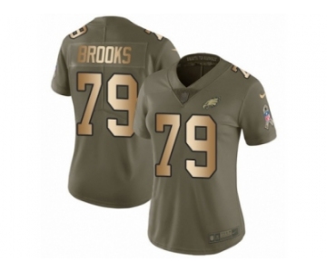 Women Nike Philadelphia Eagles #79 Brandon Brooks Limited Olive Gold 2017 Salute to Service NFL Jersey