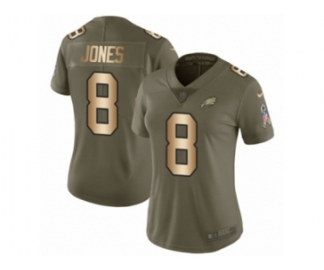 Women Nike Philadelphia Eagles #8 Donnie Jones Limited Olive Gold 2017 Salute to Service NFL Jersey