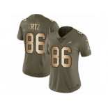 Women Nike Philadelphia Eagles #86 Zach Ertz Limited Olive Gold 2017 Salute to Service NFL Jersey