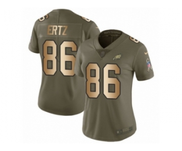 Women Nike Philadelphia Eagles #86 Zach Ertz Limited Olive Gold 2017 Salute to Service NFL Jersey