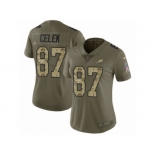 Women Nike Philadelphia Eagles #87 Brent Celek Limited Olive Camo 2017 Salute to Service NFL Jersey