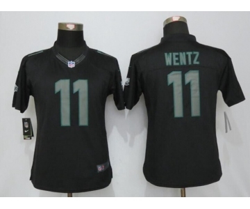 Womens Nike Philadelphia Eagles #11 Carson Wentz Impact Limited Black Jerseys