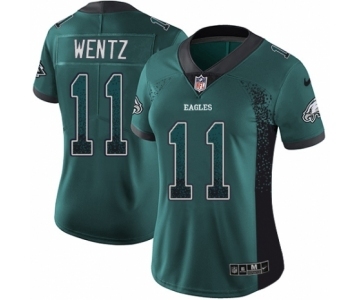 Women's Nike Philadelphia Eagles #11 Carson Wentz Limited Green Rush Drift Fashion NFL Jersey