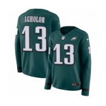 Women's Nike Philadelphia Eagles #13 Nelson Agholor Limited Green Therma Long Sleeve NFL Jersey