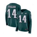 Women's Nike Philadelphia Eagles #14 Mike Wallace Limited Green Therma Long Sleeve NFL Jersey