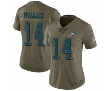 Women's Nike Philadelphia Eagles #14 Mike Wallace Limited Olive 2017 Salute to Service NFL Jersey