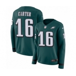 Women's Nike Philadelphia Eagles #16 DeAndre Carter Limited Green Therma Long Sleeve NFL Jersey