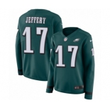 Women's Nike Philadelphia Eagles #17 Alshon Jeffery Limited Green Therma Long Sleeve NFL Jersey