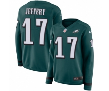 Women's Nike Philadelphia Eagles #17 Alshon Jeffery Limited Green Therma Long Sleeve NFL Jersey