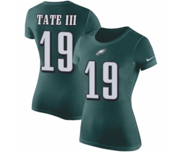 Women's Nike Philadelphia Eagles #19 Golden Tate III Green Rush Pride Name & Number T-Shirt