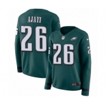 Women's Nike Philadelphia Eagles #26 Jay Ajayi Limited Green Therma Long Sleeve NFL Jersey