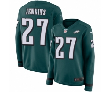 Women's Nike Philadelphia Eagles #27 Malcolm Jenkins Limited Green Therma Long Sleeve NFL Jersey