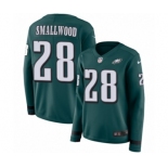 Women's Nike Philadelphia Eagles #28 Wendell Smallwood Limited Green Therma Long Sleeve NFL Jersey