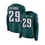 Women's Nike Philadelphia Eagles #29 Avonte Maddox Limited Green Therma Long Sleeve NFL Jersey