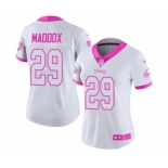 Women's Nike Philadelphia Eagles #29 Avonte Maddox Limited White Pink Rush Fashion NFL Jersey