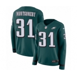 Women's Nike Philadelphia Eagles #31 Wilbert Montgomery Limited Green Therma Long Sleeve NFL Jersey