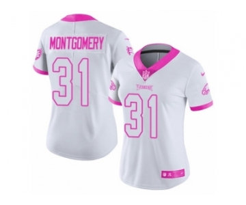 Women's Nike Philadelphia Eagles #31 Wilbert Montgomery Limited White-Pink Rush Fashion NFL Jersey