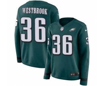 Women's Nike Philadelphia Eagles #36 Brian Westbrook Limited Green Therma Long Sleeve NFL Jersey