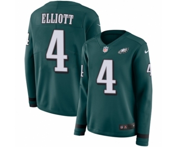 Women's Nike Philadelphia Eagles #4 Jake Elliott Limited Green Therma Long Sleeve NFL Jersey