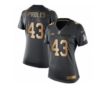 Women's Nike Philadelphia Eagles #43 Darren Sproles Limited Black Gold Salute to Service NFL Jersey