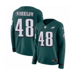 Women's Nike Philadelphia Eagles #48 Paul Worrilow Limited Green Therma Long Sleeve NFL Jersey