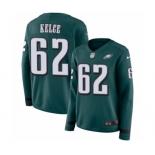 Women's Nike Philadelphia Eagles #62 Jason Kelce Limited Green Therma Long Sleeve NFL Jersey