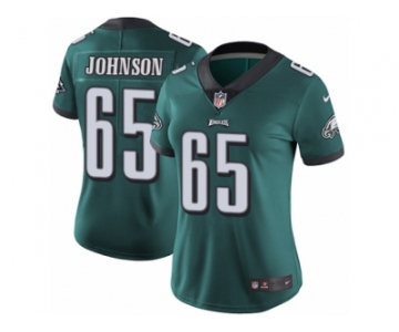 Women's Nike Philadelphia Eagles #65 Lane Johnson Vapor Untouchable Limited Midnight Green Team Color NFL Jersey