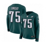 Women's Nike Philadelphia Eagles #75 Josh Sweat Limited Green Therma Long Sleeve NFL Jersey