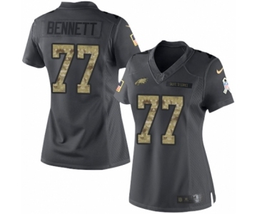 Women's Nike Philadelphia Eagles #77 Michael Bennett Limited Black 2016 Salute to Service NFL Jersey