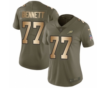 Women's Nike Philadelphia Eagles #77 Michael Bennett Limited Olive Gold 2017 Salute to Service NFL Jersey