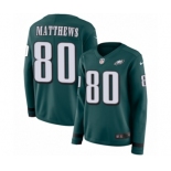 Women's Nike Philadelphia Eagles #80 Jordan Matthews Limited Green Therma Long Sleeve NFL Jersey