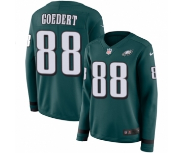 Women's Nike Philadelphia Eagles #88 Dallas Goedert Limited Green Therma Long Sleeve NFL Jersey