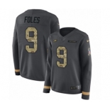 Women's Nike Philadelphia Eagles #9 Nick Foles Limited Black Salute to Service Therma Long Sleeve NFL Jersey