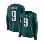 Women's Nike Philadelphia Eagles #9 Nick Foles Limited Green Therma Long Sleeve NFL Jersey