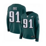 Women's Nike Philadelphia Eagles #91 Fletcher Cox Limited Green Therma Long Sleeve NFL Jersey