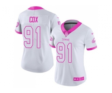 Women's Nike Philadelphia Eagles #91 Fletcher Cox Limited Rush Fashion Pink NFL Jersey