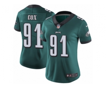 Women's Nike Philadelphia Eagles #91 Fletcher Cox Vapor Untouchable Limited Midnight Green Team Color NFL Jersey