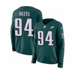 Women's Nike Philadelphia Eagles #94 Haloti Ngata Limited Green Therma Long Sleeve NFL Jersey