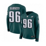 Women's Nike Philadelphia Eagles #96 Derek Barnett Limited Green Therma Long Sleeve NFL Jersey