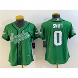 Women's Philadelphia Eagles #0 D’andre Swift Green Cool Base Stitched Baseball Jersey